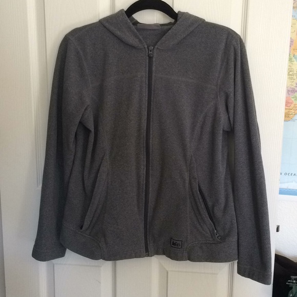 REI Jackets & Blazers - REI polyester grey zip up jacket with hood medium